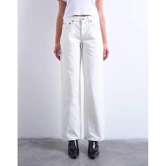 Topshop Denim - NWOT TOPSHOP Cinch Low Rise Relaxed Jean In White Women Size W26 L30 Casual
